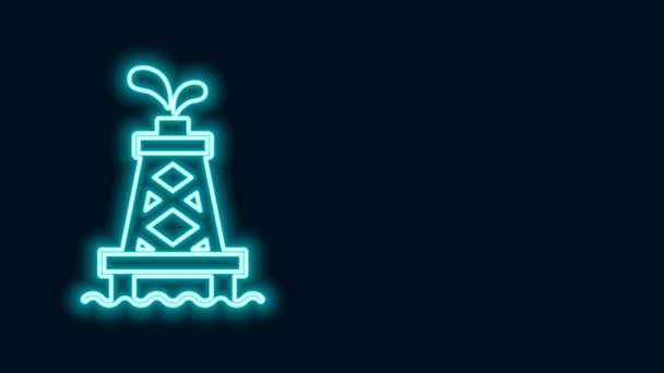 Glowing neon line Oil rig icon isolated on black background. Gas tower. Industrial object. 4K Video motion graphic animation — Wideo stockowe