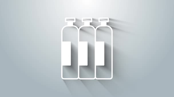 Tanque de cilindro de gas industrial blanco para todos los gases inertes y mixtos icono aislado sobre fondo gris. Animación gráfica de vídeo 4K — Vídeos de Stock