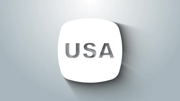 White USA Icono del día de la independencia aislado sobre fondo gris. 4 de julio. Estados Unidos de América país. Animación gráfica de vídeo 4K — Vídeos de Stock