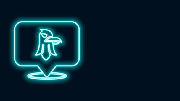Glowing neon line Eagle icon isolated on black background. American Presidential symbol. 4K Video motion graphic animation — Stock Video