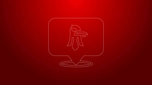 Green line Eagle icon isolated on red background. American Presidential symbol. 4K Video motion graphic animation — Vídeo de Stock