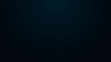 Siyah zemin üzerinde izole edilmiş kurdele ikonu olan parlak neon çizgili balonlar. 4K Video hareketli grafik canlandırması