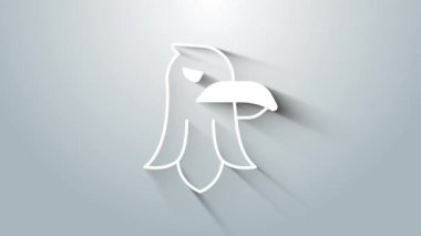 Beyaz Kartal simgesi gri arkaplanda izole edildi. Amerikan başkanlık sembolü. 4K Video hareketli grafik canlandırması