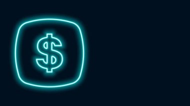 Parlayan neon çizgisi dolar sembolü simgesi siyah arkaplanda izole edildi. Nakit ve para, servet, ödeme sembolü. Kumarhane kumarı. 4K Video hareketli grafik canlandırması