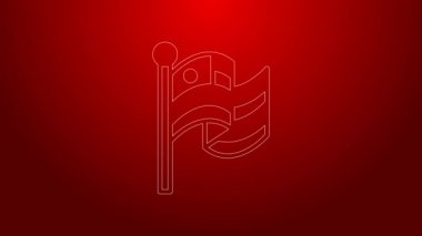 Kırmızı arkaplanda yeşil çizgi Amerikan bayrağı ikonu izole edildi. ABD bayrağı. Amerika Birleşik Devletleri. 4K Video hareketli grafik canlandırması