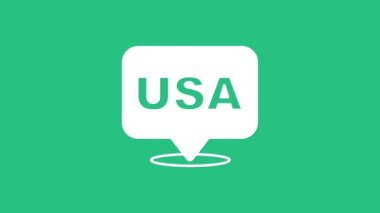 Beyaz Amerika Bağımsızlık Günü simgesi yeşil arka planda izole edildi. 4 Temmuz. Amerika Birleşik Devletleri ülkesi. 4K Video hareketli grafik canlandırması