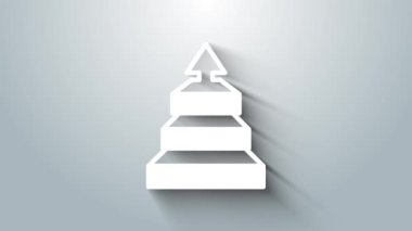 Beyaz İş Piramidi grafiksel bilgi simgesi gri arkaplanda izole edildi. Piramitsel aşamalar grafik elementleri. 4K Video hareketli grafik canlandırması