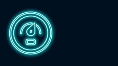 Parlayan neon hattı dijital hız ölçer konsepti simgesi siyah arkaplanda izole edildi. Küresel ağ yüksek hızlı bağlantı veri oranı teknolojisi. 4K Video hareketli grafik canlandırması