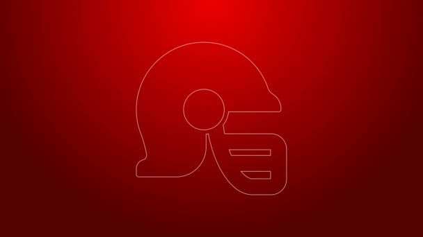 Green line American football helmet icon isolated on red background. 4K Video motion graphic animation — Stock Video