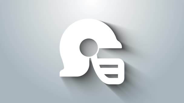 Wit Amerikaans voetbalhelm pictogram geïsoleerd op grijze achtergrond. 4K Video motion grafische animatie — Stockvideo