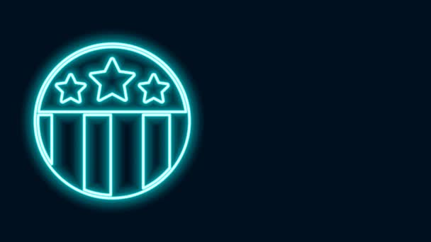 Ragyogó neon vonal Medál csillag ikon elszigetelt fekete háttér. Győztes teljesítmény jel. Kitüntetés. 4K Videó mozgás grafikus animáció — Stock videók