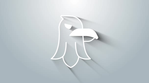 Icône d'aigle blanc isolée sur fond gris. Le symbole présidentiel américain. Animation graphique de mouvement vidéo 4K — Video