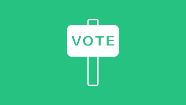 White Vote Symbol isoliert auf grünem Hintergrund. 4K Video Motion Grafik Animation — Stockvideo