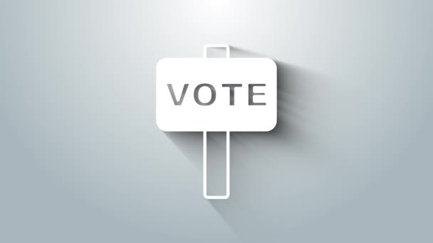 Fehér Szavazat ikon elszigetelt szürke háttérrel. 4K Videó mozgás grafikus animáció — Stock videók