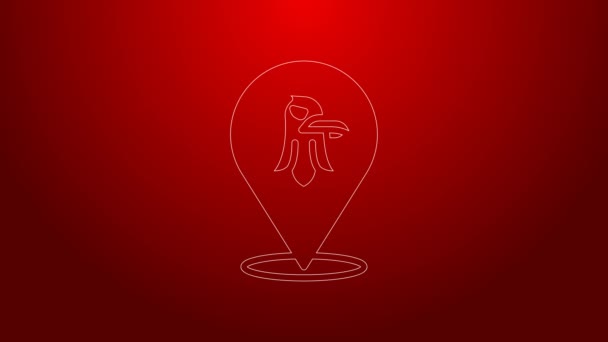 Green line Eagle icon isolated on red background. American Presidential symbol. 4K Video motion graphic animation — Video Stock