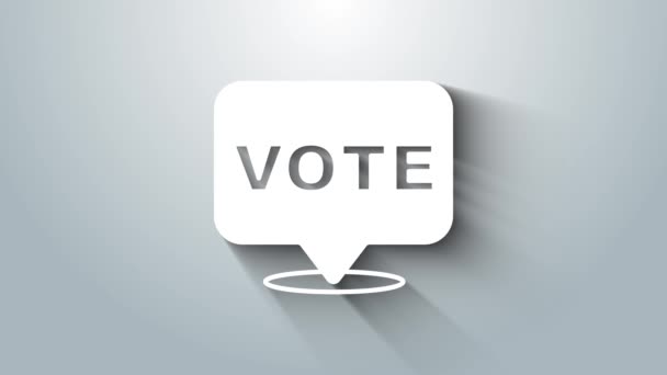 White Vote Symbol isoliert auf grauem Hintergrund. 4K Video Motion Grafik Animation — Stockvideo