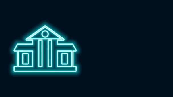 Glowing neon line White House icon isolated on black background. Washington DC. 4K Video motion graphic animation — Stock Video