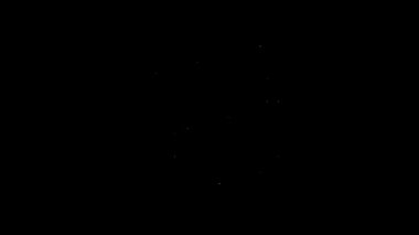 Beyaz çizgi grafiği, çizelgesi, çizelgesi, diyagramı, bilgi grafiği, turta grafik simgesi siyah arkaplanda izole edilmiş. 4K Video hareketli grafik canlandırması