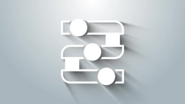 Beyaz Grafik, çizelge, grafik, diyagram, bilgi grafiği, turta grafik simgesi gri arkaplanda izole edilmiş. 4K Video hareketli grafik canlandırması