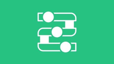 Beyaz Grafik, çizelge, grafik, diyagram, bilgi grafiği, turta grafik simgesi yeşil arkaplanda izole. 4K Video hareketli grafik canlandırması