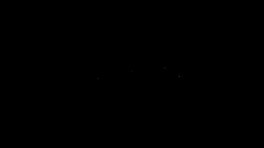Siyah arkaplanda beyaz çizgi haritası simgesi izole edildi. Navigasyon, işaret, konum, harita, GPS, yön, yer, pusula, arama konsepti. 4K Video hareketli grafik canlandırması