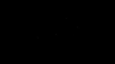 Beyaz çizgi teslimat simgesi siyah arkaplanda izole edildi. Paket takibi. 4K Video hareketli grafik canlandırması