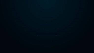 Parlayan neon hattı pasta grafiği bilgi simgesi siyah arkaplanda izole edildi. Diyagram çizelgesi. 4K Video hareketli grafik canlandırması