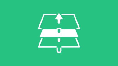 Yeşil arkaplanda beyaz katman simgesi izole edildi. 4K Video hareketli grafik canlandırması