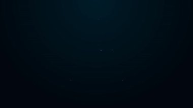 Parlayan neon çizgi kesişim noktası simgesi siyah arkaplanda izole edildi. 4K Video hareketli grafik canlandırması