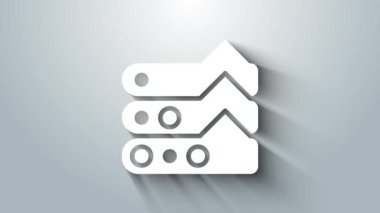 Beyaz Grafik, çizelge, grafik, diyagram, bilgi grafiği, turta grafik simgesi gri arkaplanda izole edilmiş. 4K Video hareketli grafik canlandırması