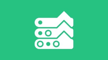 Beyaz Grafik, çizelge, grafik, diyagram, bilgi grafiği, turta grafik simgesi yeşil arkaplanda izole. 4K Video hareketli grafik canlandırması