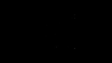 Beyaz çizgi grafiği, çizelgesi, çizelgesi, diyagramı, bilgi grafiği, turta grafik simgesi siyah arkaplanda izole edilmiş. 4K Video hareketli grafik canlandırması