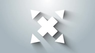 Beyaz yönlü ok simgesi gri arkaplanda izole edildi. 4K Video hareketli grafik canlandırması