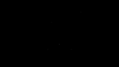 Beyaz çizgi, siyah arkaplanda birçok yönden izole edilmiş ok simgesi. 4K Video hareketli grafik canlandırması
