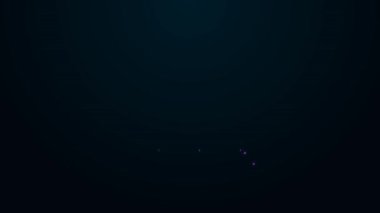 Parlayan neon hattı pasta grafiği bilgi simgesi siyah arkaplanda izole edildi. Diyagram çizelgesi. 4K Video hareketli grafik canlandırması