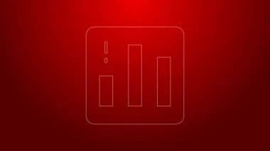 Kırmızı arkaplanda yeşil çizgi pasta grafiği bilgi simgesi izole edildi. Diyagram çizelgesi. 4K Video hareketli grafik canlandırması