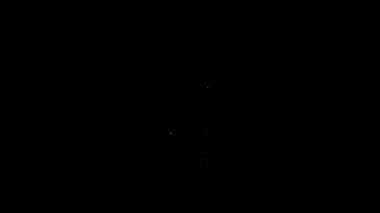 Siyah arka planda izole edilmiş fikir ikonu kavramına sahip beyaz çizgi lambası. Enerji ve fikir sembolü. İlham konsepti. 4K Video hareketli grafik canlandırması