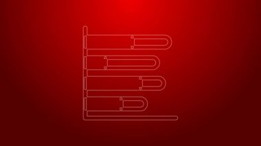 Kırmızı arkaplanda yeşil çizgi pasta grafiği bilgi simgesi izole edildi. Diyagram çizelgesi. 4K Video hareketli grafik canlandırması