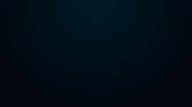 Parlayan neon çizgisi simgesi siyah arkaplanda izole edildi. Zafer, kazanmak ve zorluk konseptini fethetmek. 4K Video hareketli grafik canlandırması