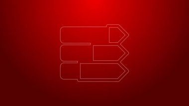 Kırmızı arkaplanda yeşil çizgi pasta grafiği bilgi simgesi izole edildi. Diyagram çizelgesi. 4K Video hareketli grafik canlandırması