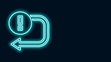 Parlayan neon çizgi ok simgesi siyah arkaplanda izole edildi. Yön Arrowhead sembolü. Navigasyon işaretçisi işareti. 4K Video hareketli grafik canlandırması