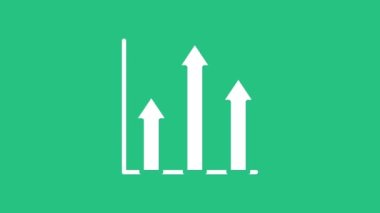 Beyaz Pasta grafiği bilgi simgesi yeşil arkaplanda izole edildi. Diyagram çizelgesi. 4K Video hareketli grafik canlandırması