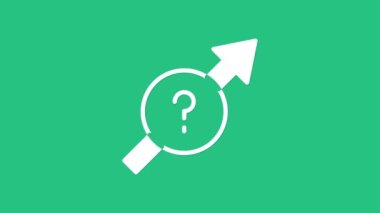 Beyaz Ok simgesi yeşil arkaplanda izole edildi. Yön Arrowhead sembolü. Navigasyon işaretçisi işareti. 4K Video hareketli grafik canlandırması