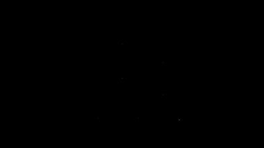 Beyaz çizgi grafiği, çizelgesi, çizelgesi, diyagramı, bilgi grafiği, turta grafik simgesi siyah arkaplanda izole edilmiş. 4K Video hareketli grafik canlandırması