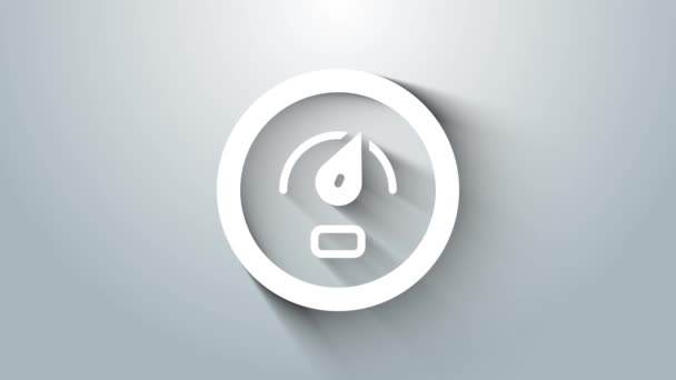 White Digital speed meter concept icon isolated on grey background. Global network high speed connection data rate technology. 4K Video motion graphic animation — Vídeo de Stock