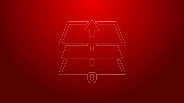 Green line Layers icon isolated on red background. 4K Video motion graphic animation — Vídeo de Stock