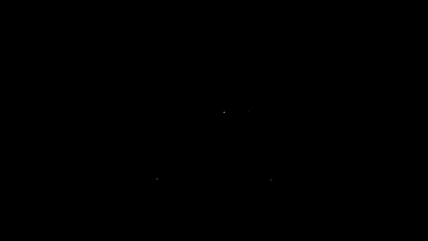 Linea bianca Icona del punto di intersezione isolato su sfondo nero. Animazione grafica 4K Video motion — Video Stock