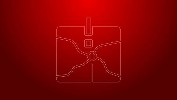 Green line Intersection point icon isolated on red background. 4K Video motion graphic animation — Vídeo de Stock