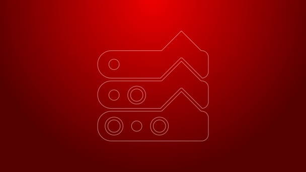 Green line Graph, schedule, chart, diagram, infographic, pie graph icon isolated on red background. 4K Video motion graphic animation — Stock Video