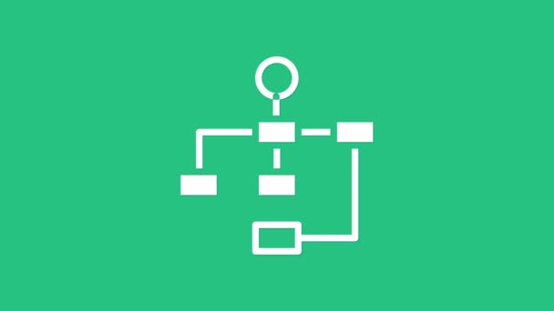 White Business Hierarchie Organogrammdiagramm Infografik Symbol isoliert auf grünem Hintergrund. Grafische Elemente der Unternehmensstruktur. 4K Video Motion Grafik Animation — Stockvideo